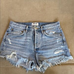 AGOLDE Light Wash Distressed Denim Cutoff Shorts